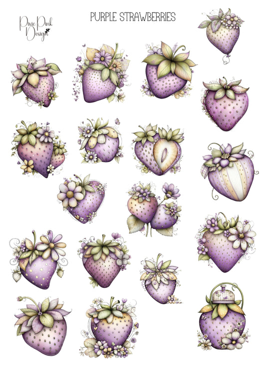 *TANGIBLE* Purple Strawberries Sticker Sheet