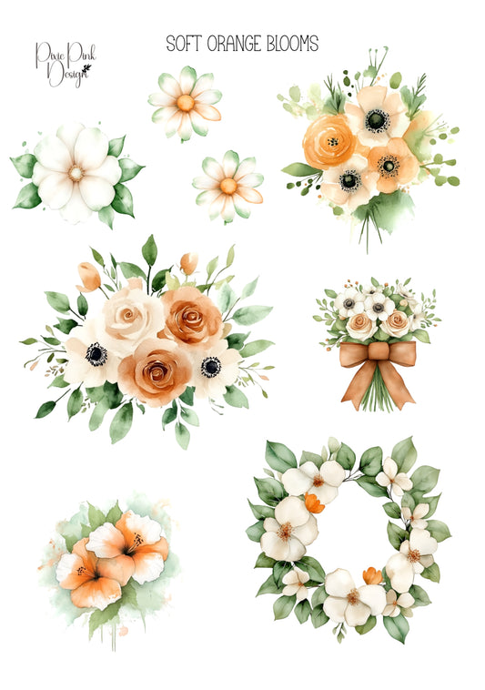 *TANGIBLE* Soft Orange Blooms Sticker Sheet