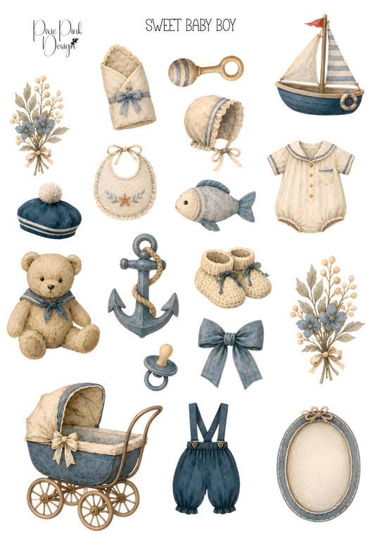 *TANGIBLE* Sweet Baby Boy Sticker Sheet