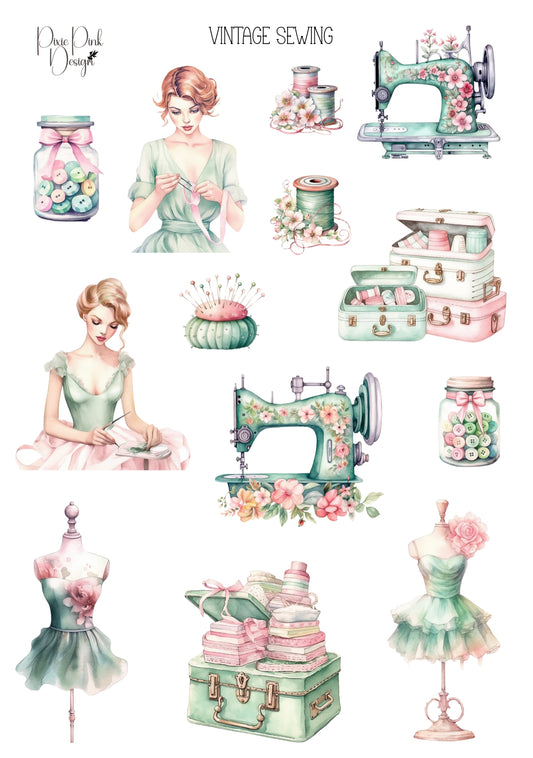 *TANGIBLE* Vintage Sewing Sticker Sheet