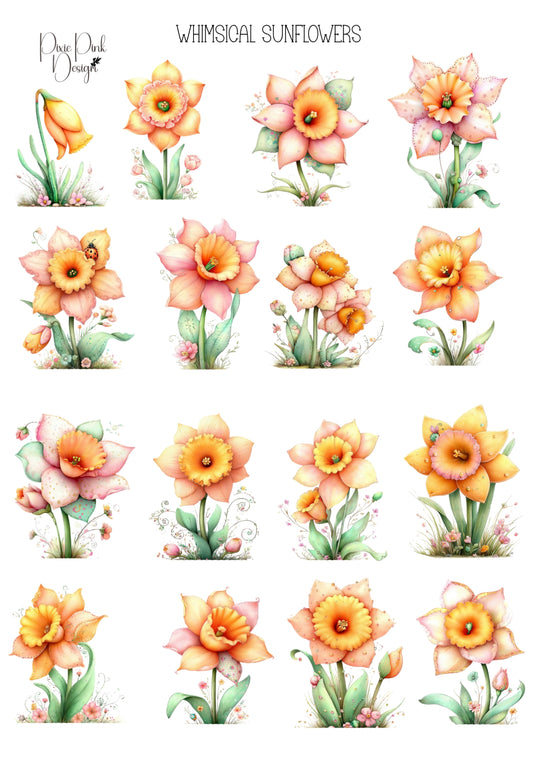 *PRINTABLE* Whimsical Sunflowers Sticker Sheet